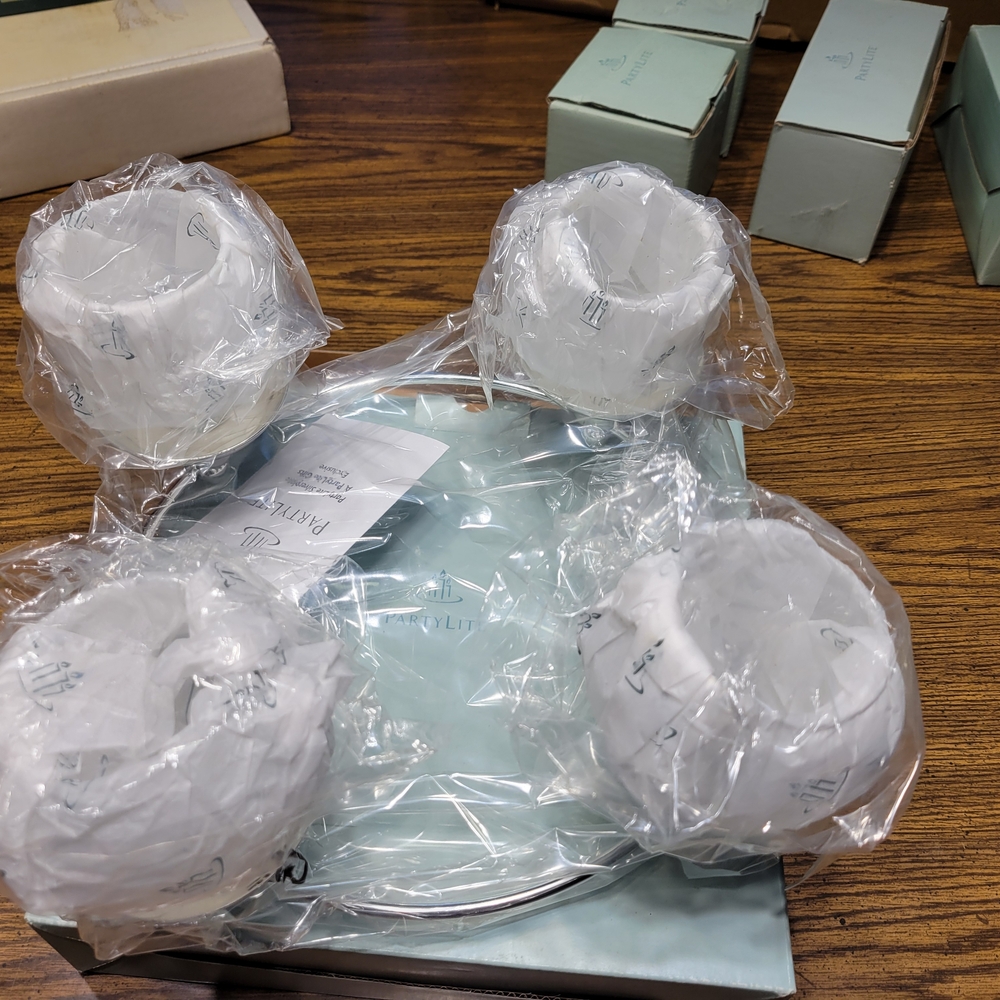 PartyLite White Candle Holders Set